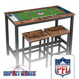 Paper Football League is a fun new party drinking game twist on the paper football game. Run the field, score touchdowns, kick extra points, get wasted. Game Table Vinyl Decals and Banners provide a structured setting and set of rules.