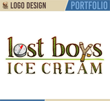 andabelart offers professional freelance graphic design services such as logo design. here is an example of andabelart logo design work for Lost Boys Ice Cream.