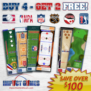 All-Star Sports Starter Package - 1 of each of our 6 sports themed table game decals